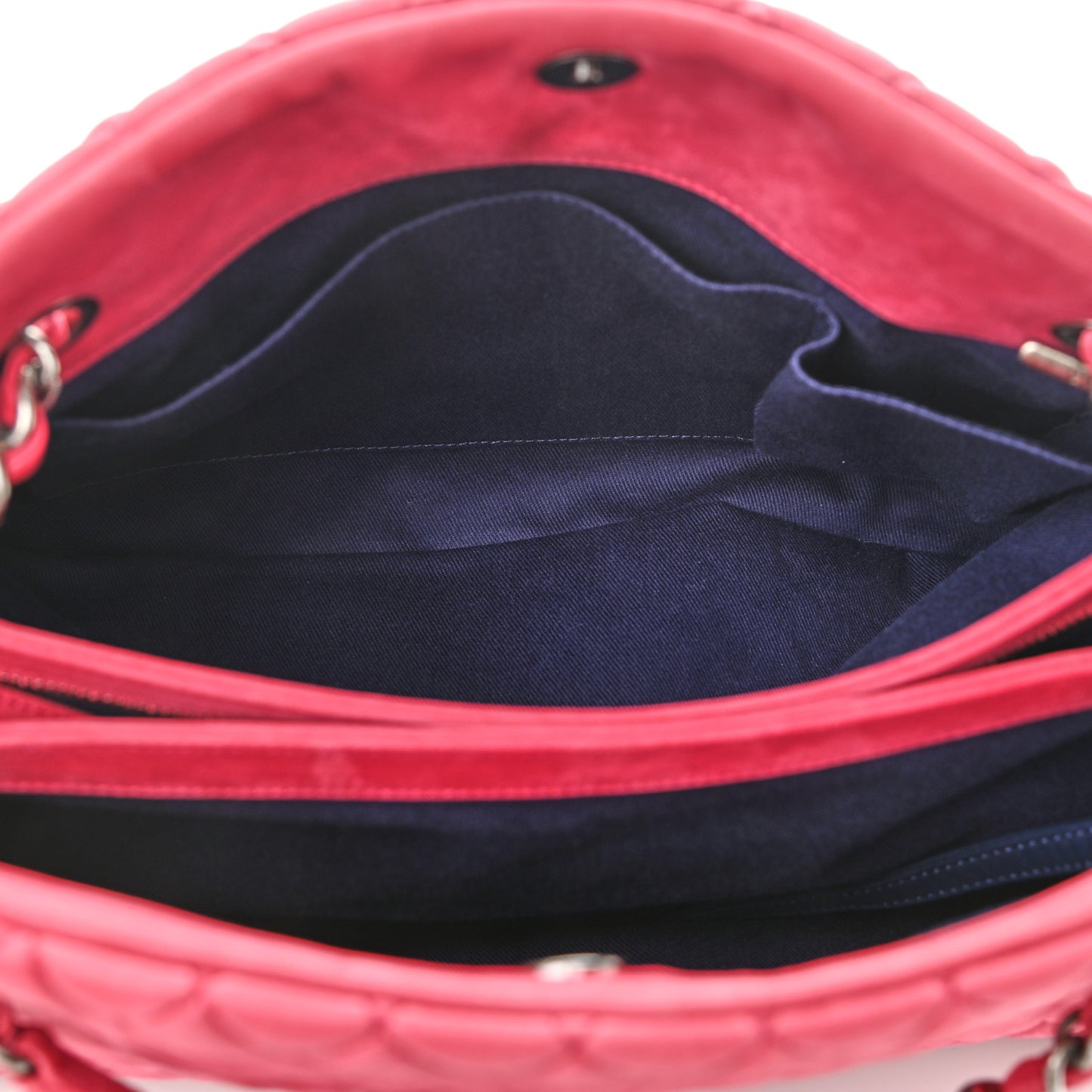 Iridescent Calfskin Quilted New Bubble Bowling Bag Fuchsia