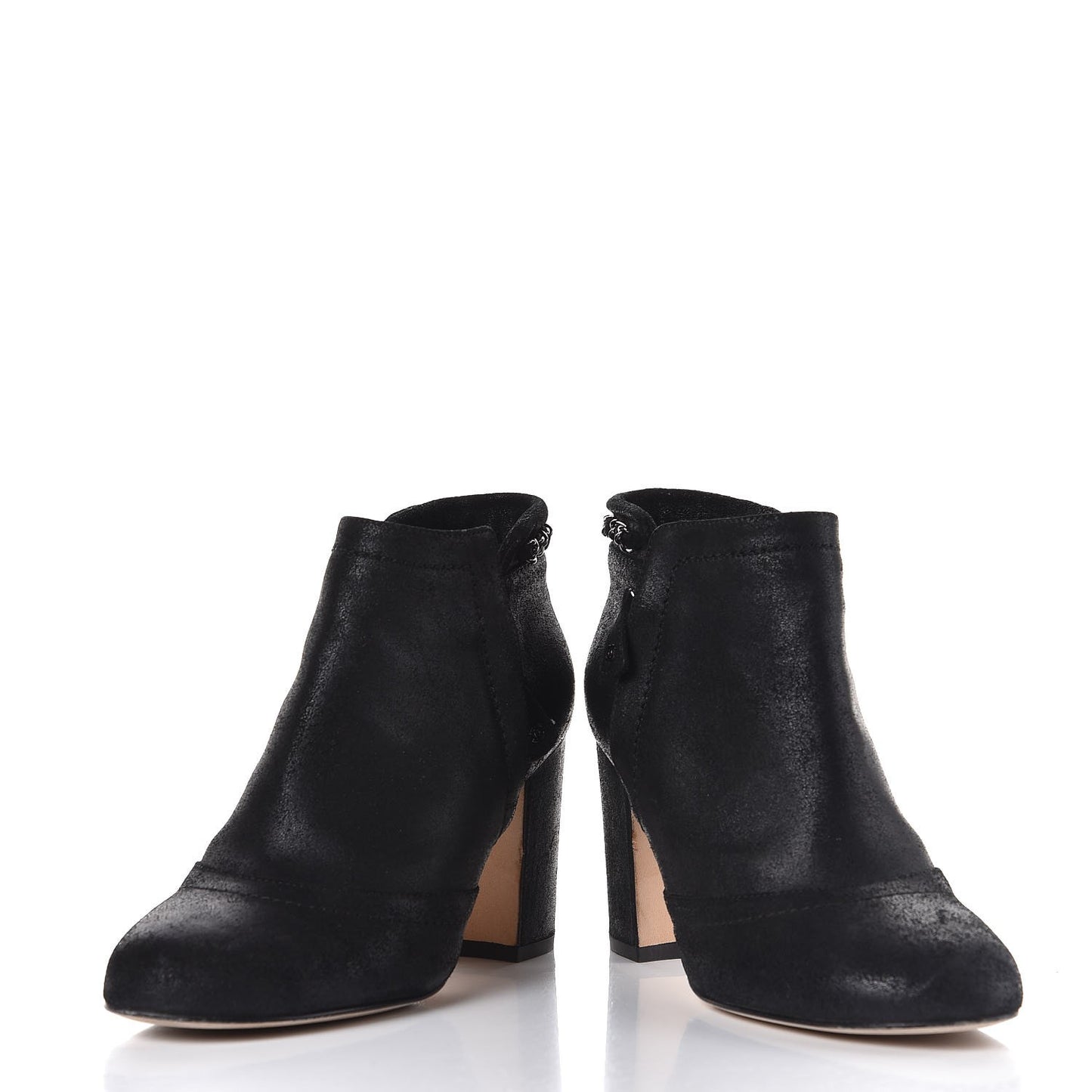 Suede CC Chain Ankle Boots 37 Black