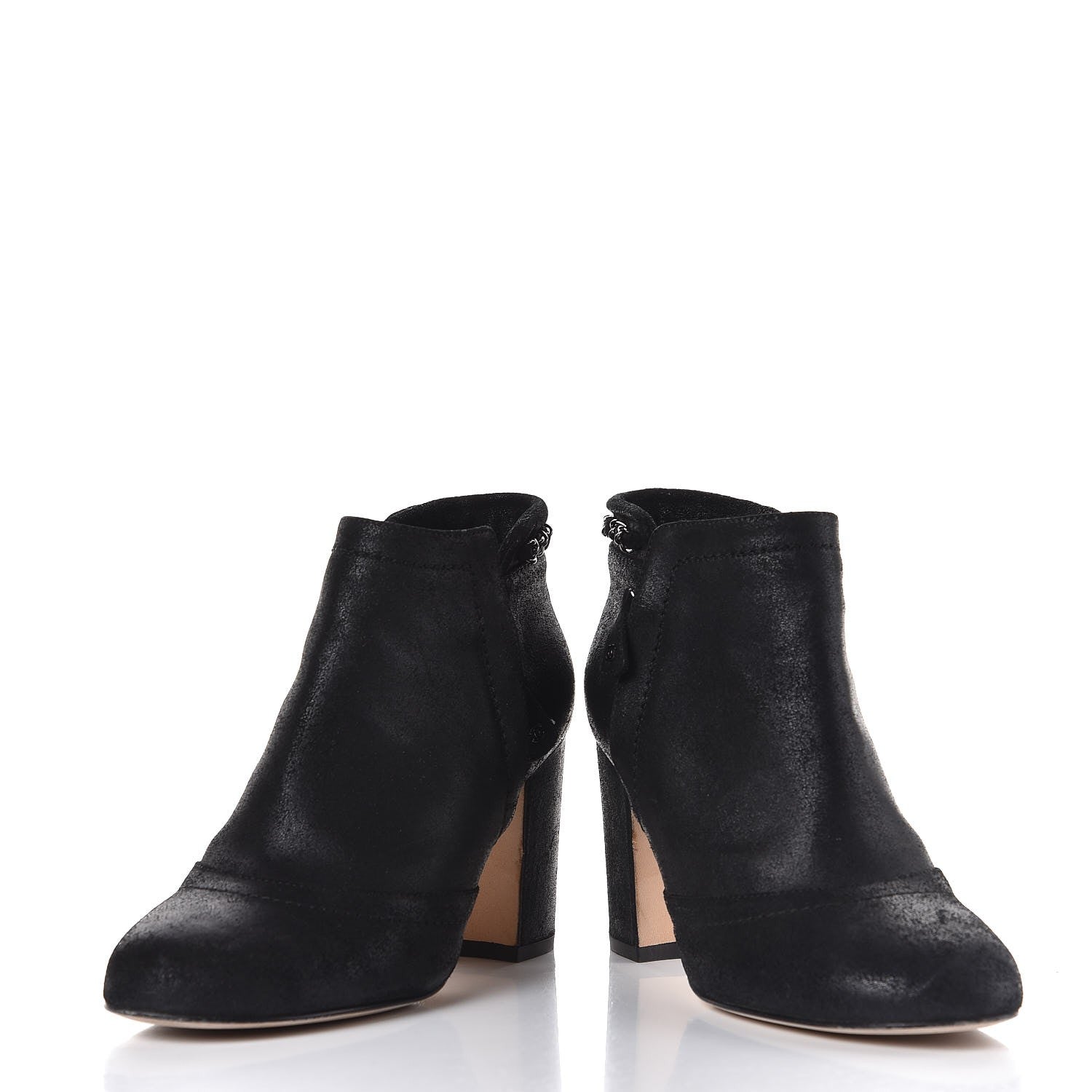 Chanel Suede CC Chain Ankle Boots 37 Black 5 of 10