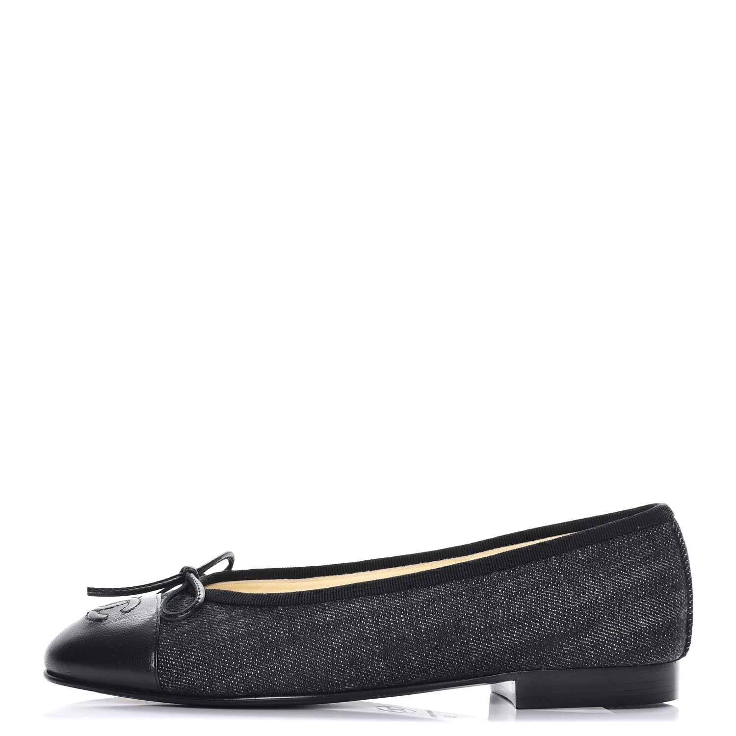 Chanel Denim Lambskin CC Cap Toe Ballerina Flats 35 Black 1 of 10