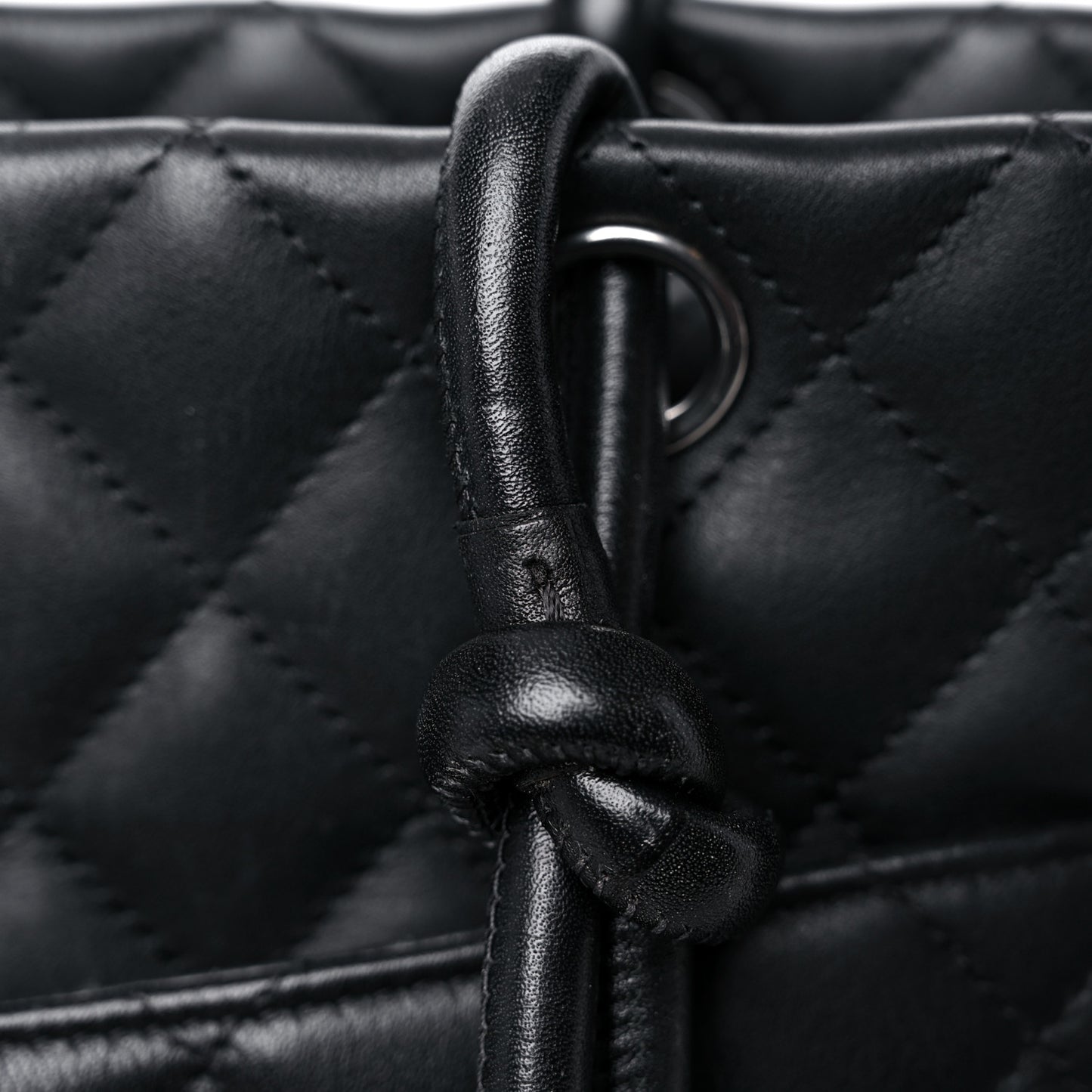 Calfskin Quilted Large Cambon Tote Black
