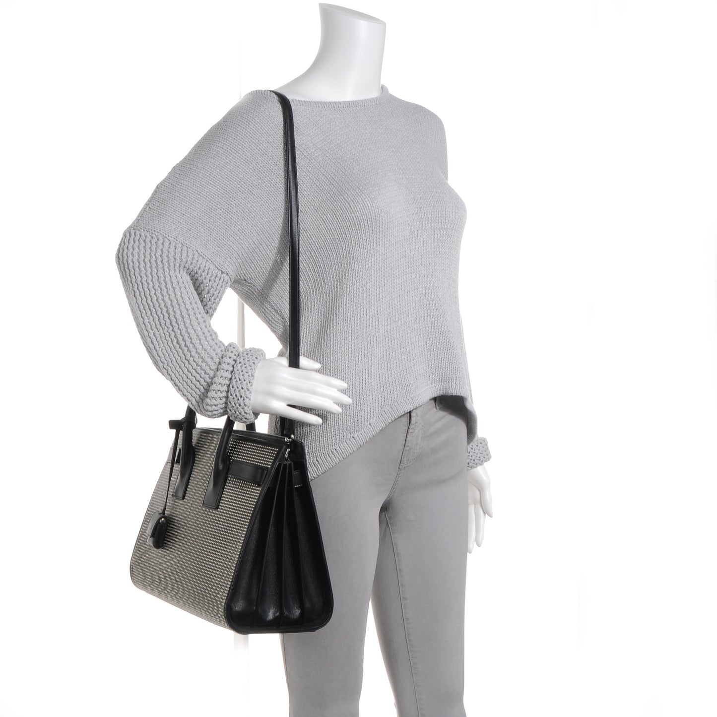 Studded Leather Small Sac de Jour Carryall Black
