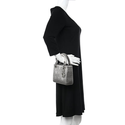 Christian Dior Satin Crystal Cannage Mini Lady Dior Gray 2 of 13
