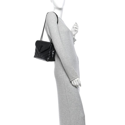 Saint Laurent Calfskin Y Quilted Monogram Monochrome Small Loulou Chain Satchel Black 2 of 10