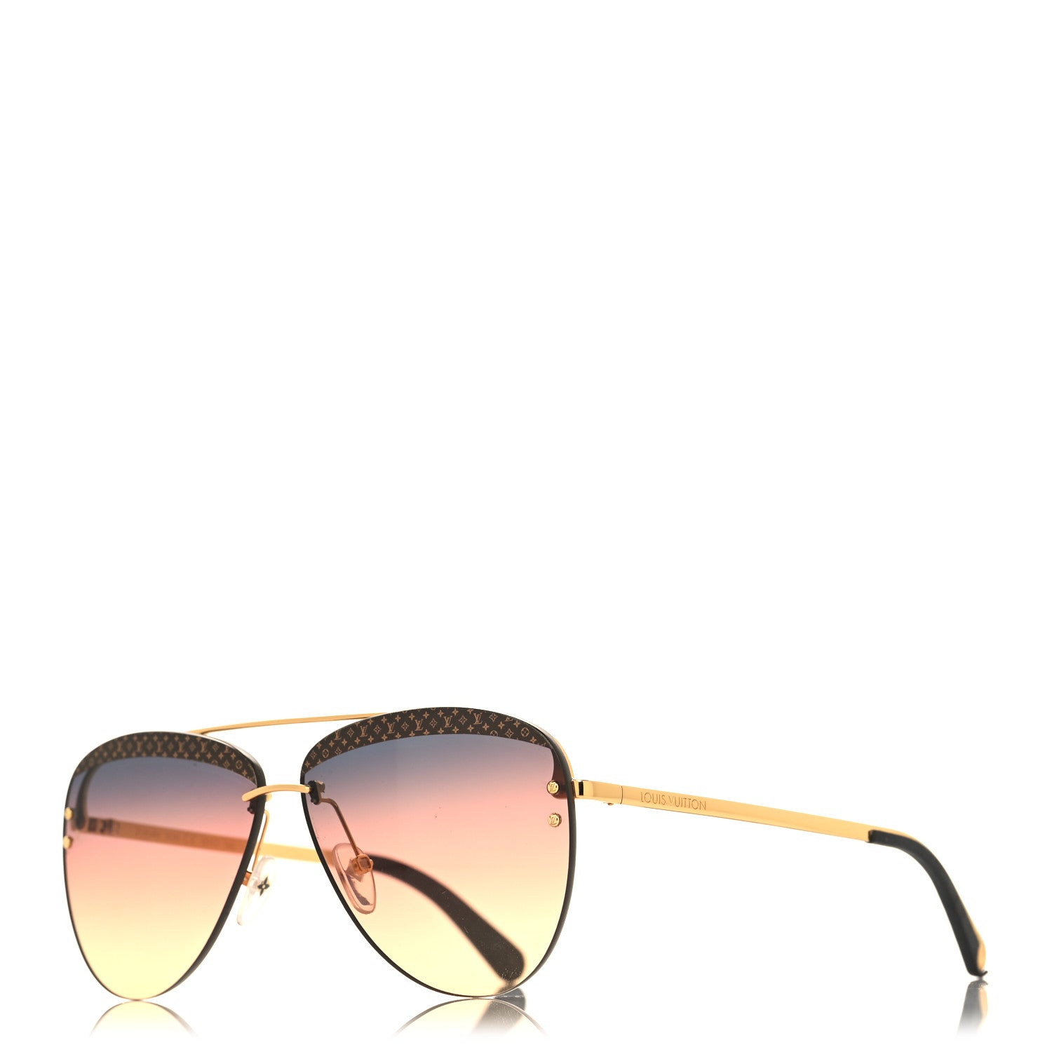 Louis Vuitton Metal Attitude Pilote Sunglasses Z1434W Gold 1 of 7