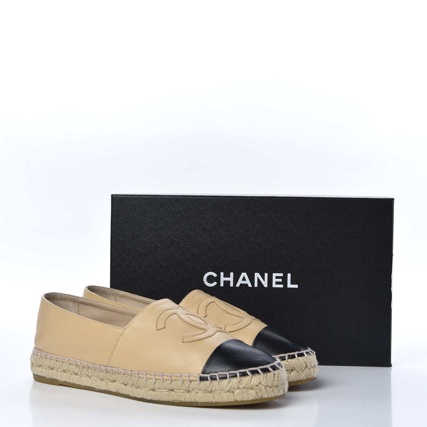 Lambskin CC Espadrilles 39 Beige Black