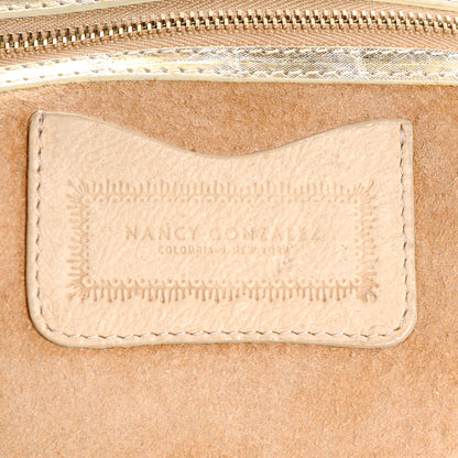 Nancy Gonzalez Metallic Crocodile Foldover Clutch Bag Gold 6 of 7