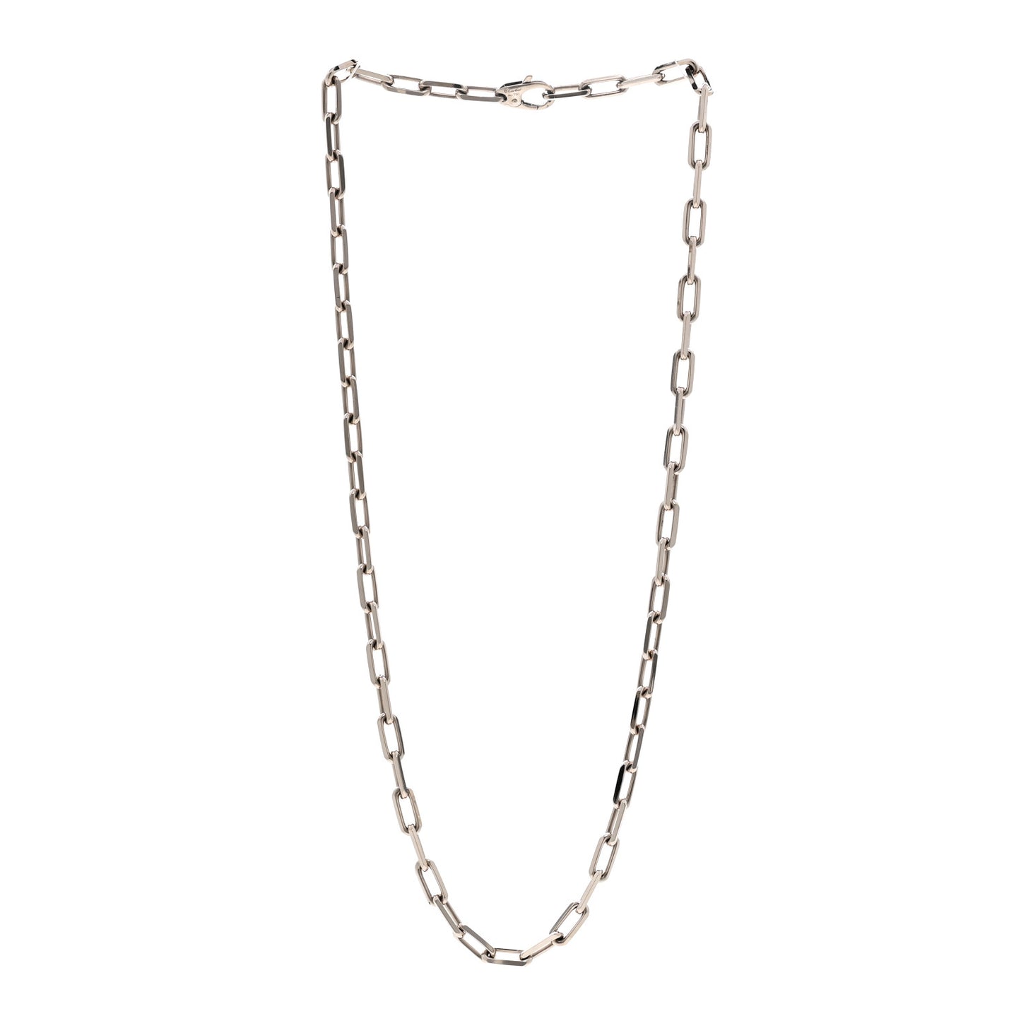 18K White Gold Medium Santos De Cartier Link Necklace