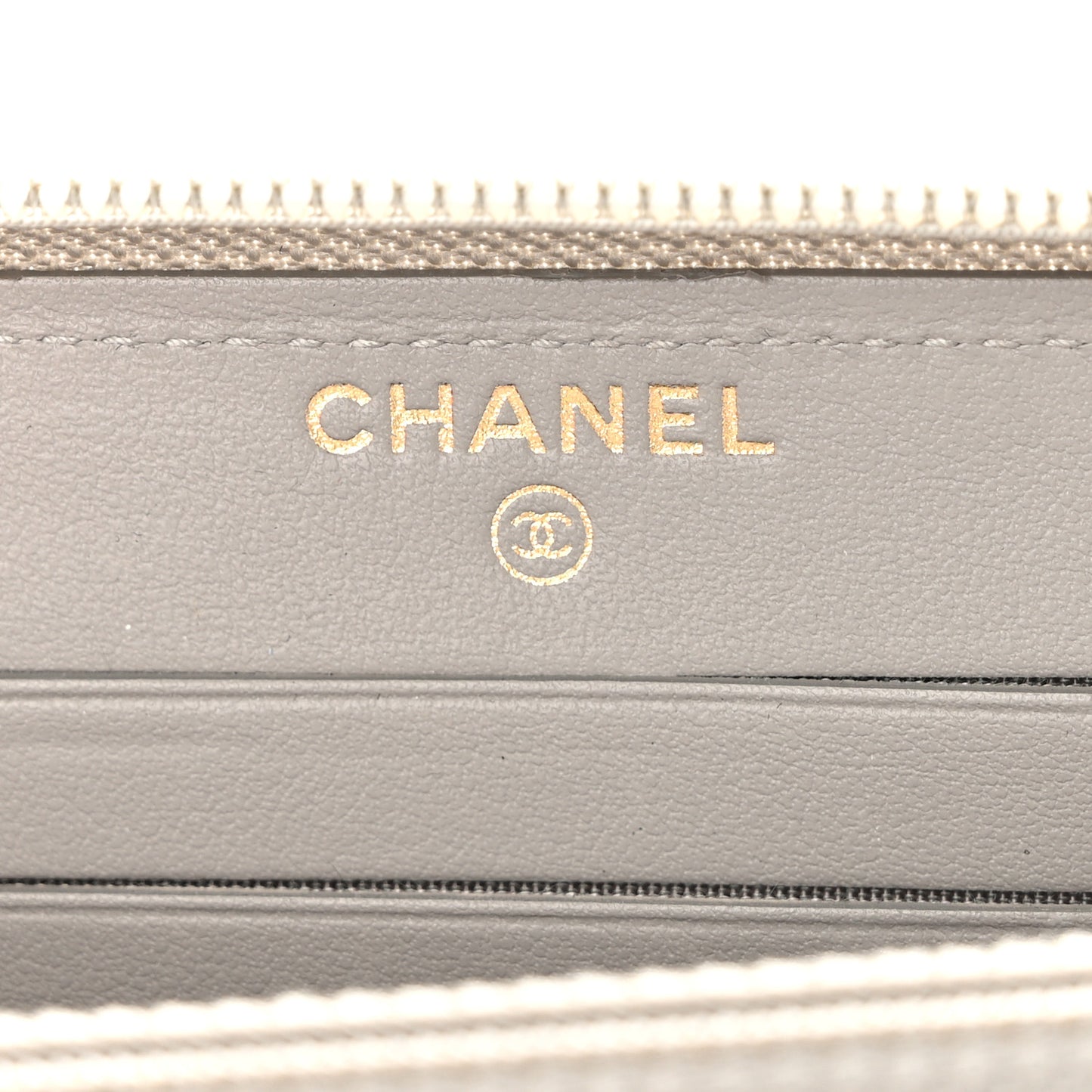 Caviar Quilted Boy Small Zip Around Wallet Grey