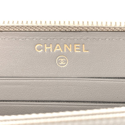 Chanel Caviar Quilted Boy Small Zip Around Wallet Grey 6 of 9