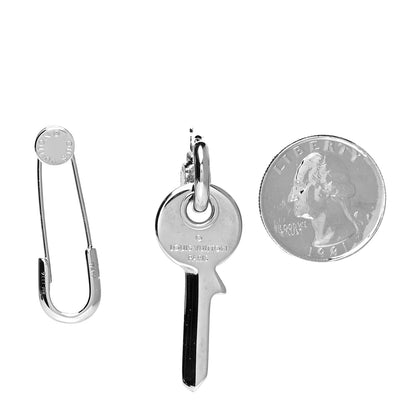 Louis Vuitton Key Safety Pin Earrings Silver 2 of 4