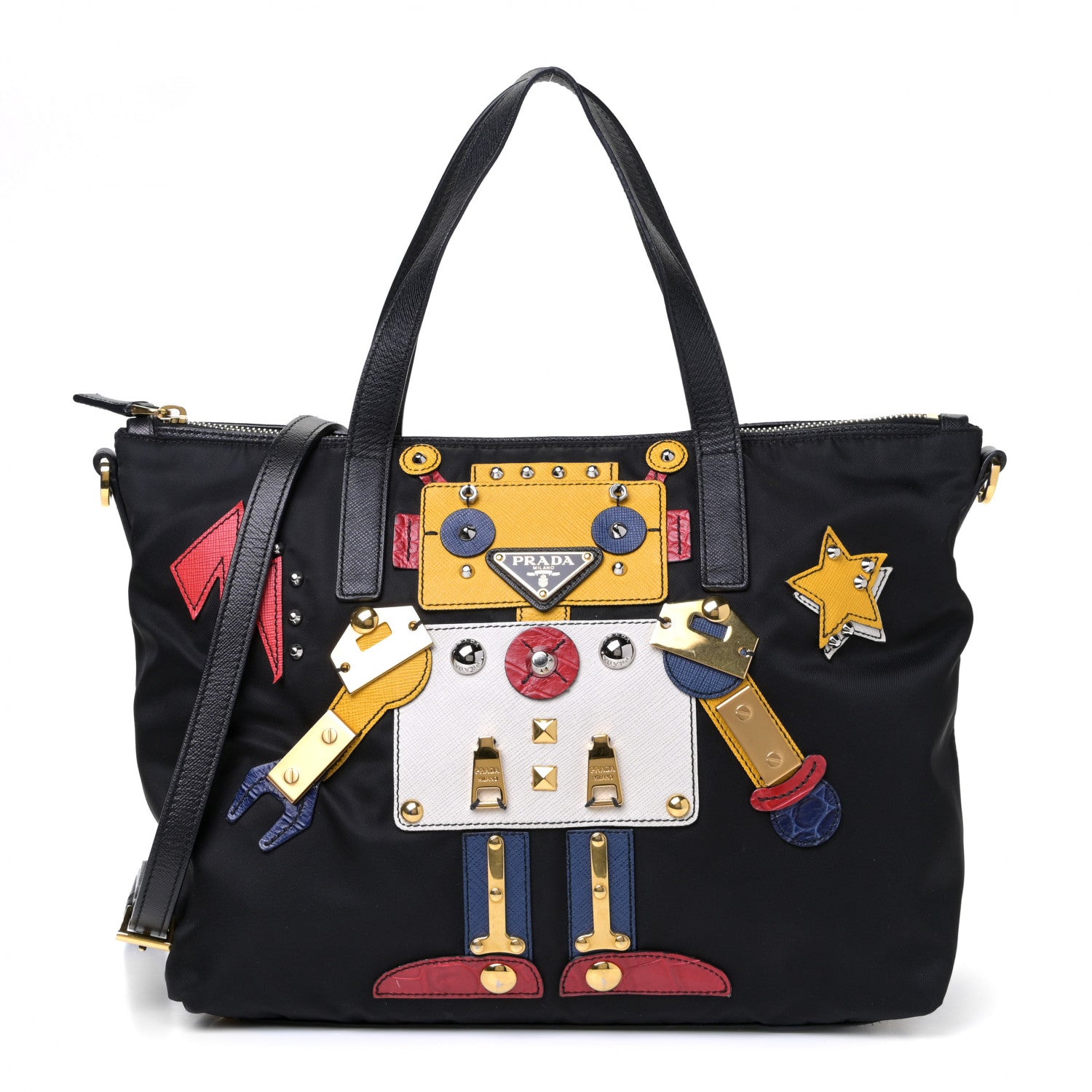 Prada Nylon Tessuto Saffiano Robot Tote Bag Black Mimosa 1 of 5