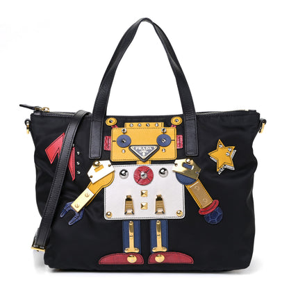 Prada Nylon Tessuto Saffiano Robot Tote Bag Black Mimosa 1 of 5