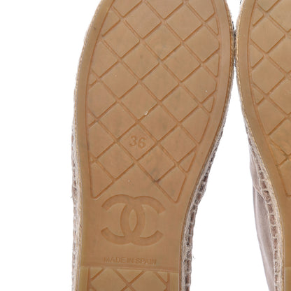 Chanel Velvet Logo Espadrilles 36 Beige Black 6 of 10