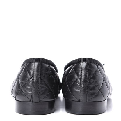 Chanel Aged Calfskin Quilted Cap Toe Ballerina Flats 35.5 Black 7 of 10