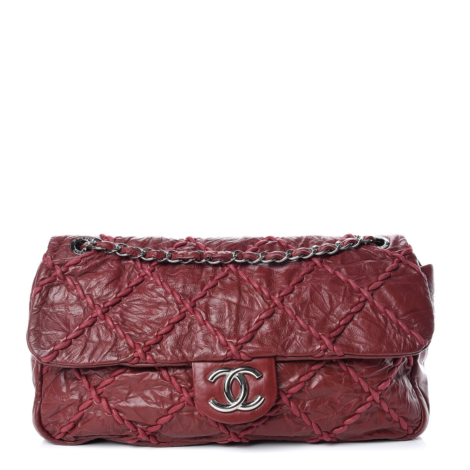 Chanel Calfskin Ultra Stitch Oversize Flap Dark Red 1 of 10