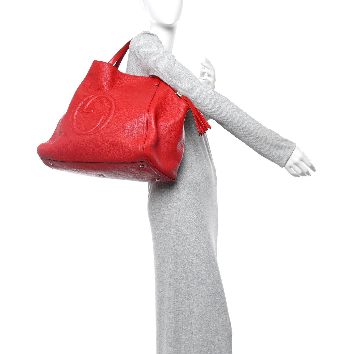 Gucci Pebbled Calfskin Large Soho Shoulder Bag Red Red 2 of 12