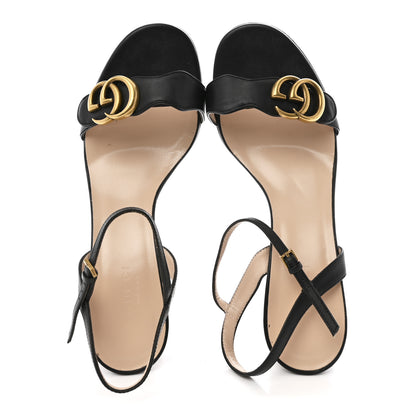 Gucci Lifford Calfskin GG Marmont Ankle Wrap 75mm Sandals 37.5 Black 2 of 10