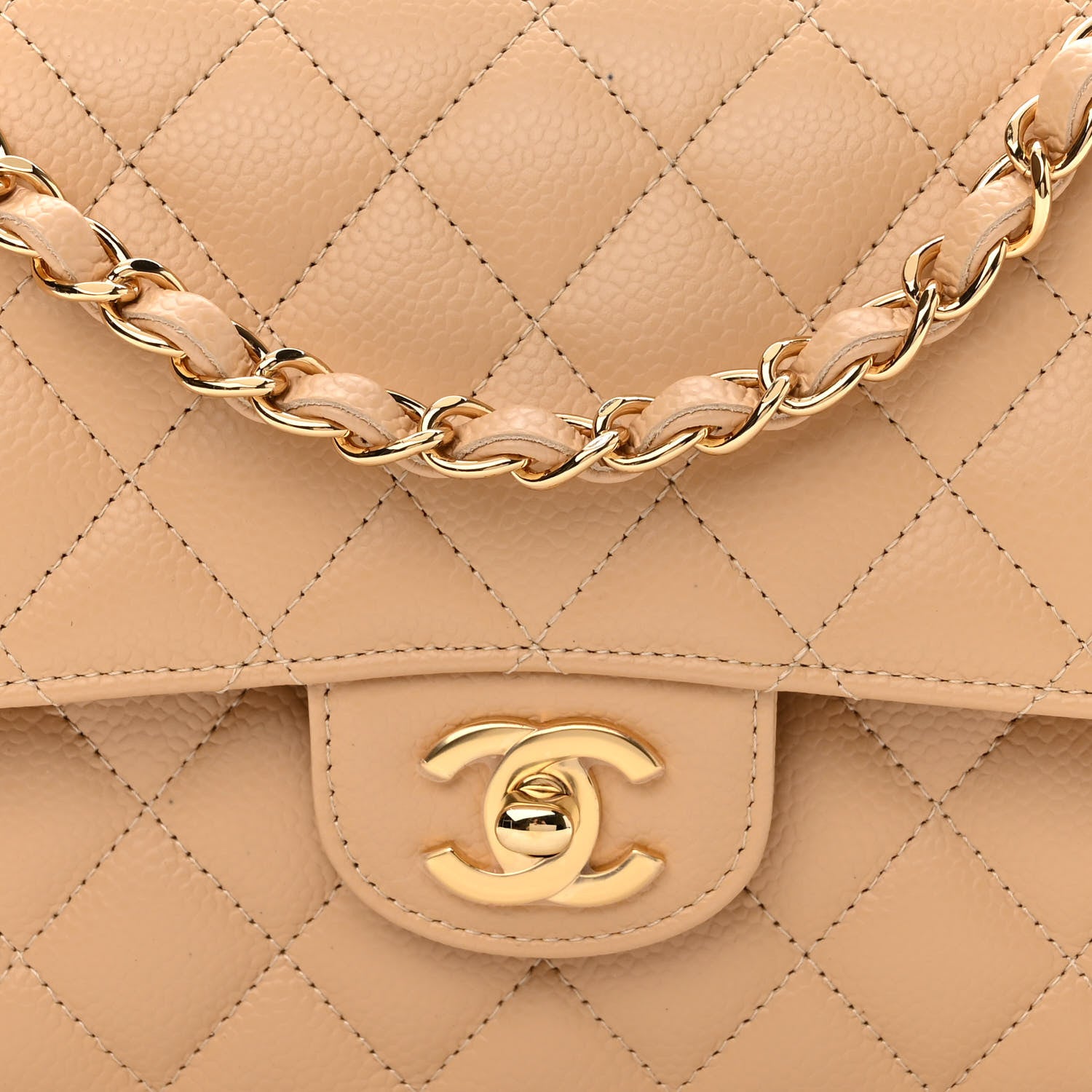 Chanel Caviar Quilted Medium Double Flap Beige Clair 8 of 12