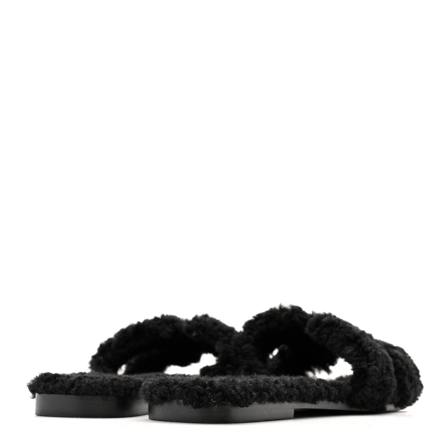 Hermes Woolskin Oran Sandals 38 Black 5 of 10