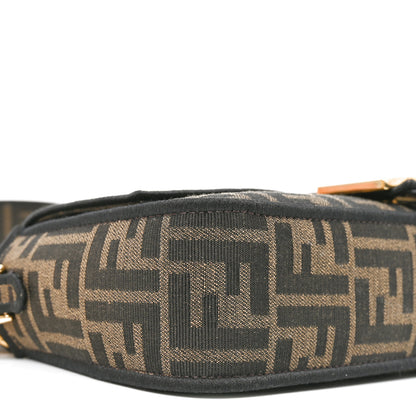 Fendi Fabric Jacquard FF 1974 Medium Baguette Tobacco Moro Black 9 of 11
