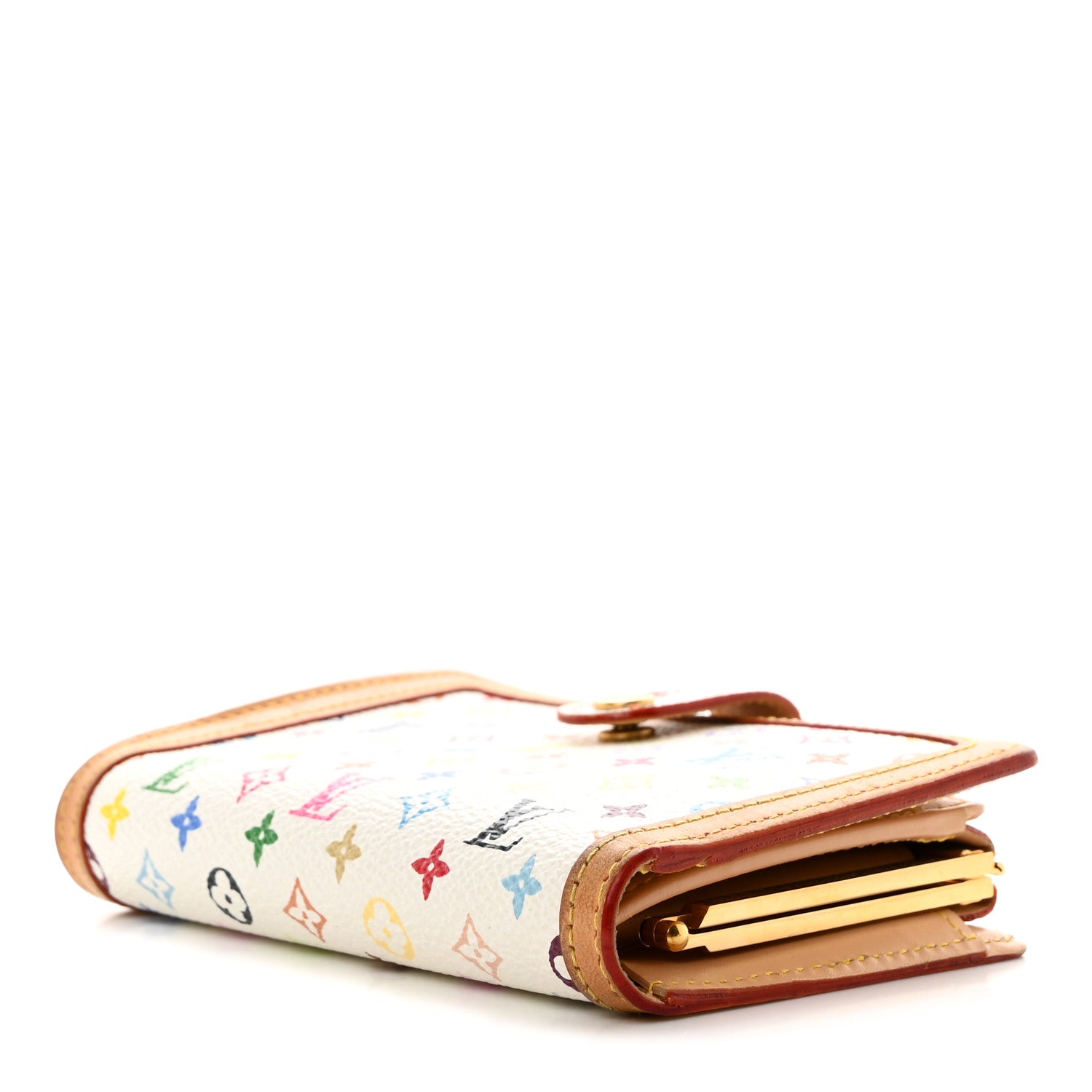 Louis Vuitton Monogram Multicolor French Purse Wallet White 4 of 12