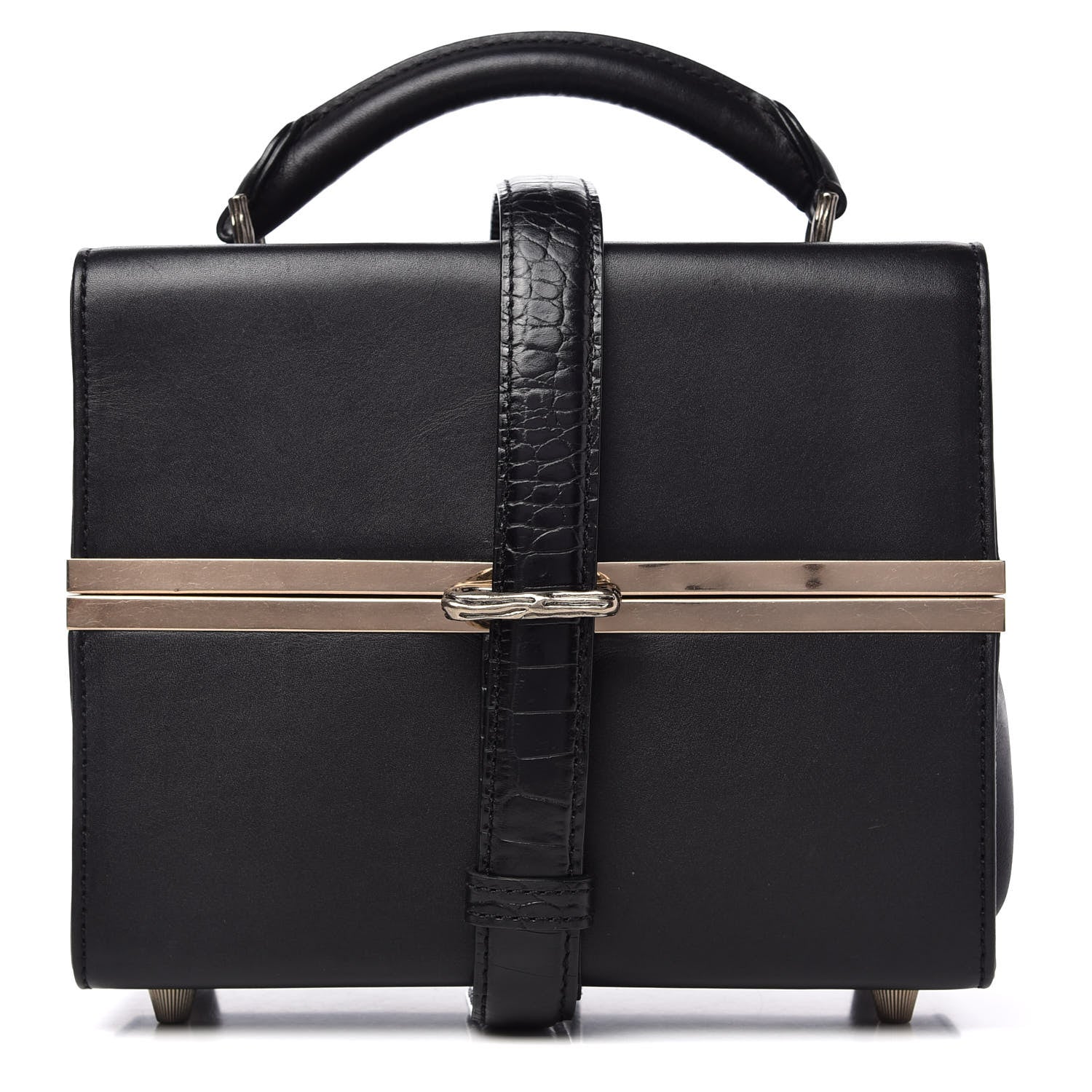 Alexander Wang Calfskin Crocodile Embossed Tai Dopp Kit Bag Black 1 of 6