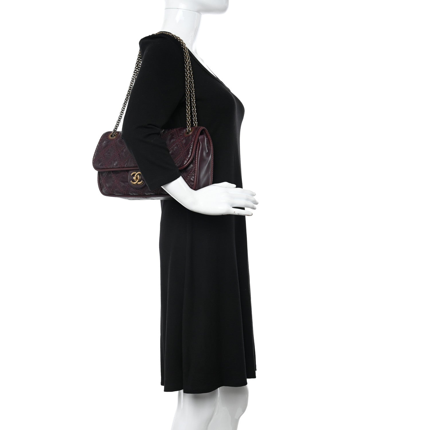 Chanel Calfskin Quilted Stitch Flap Plum 2 of 10