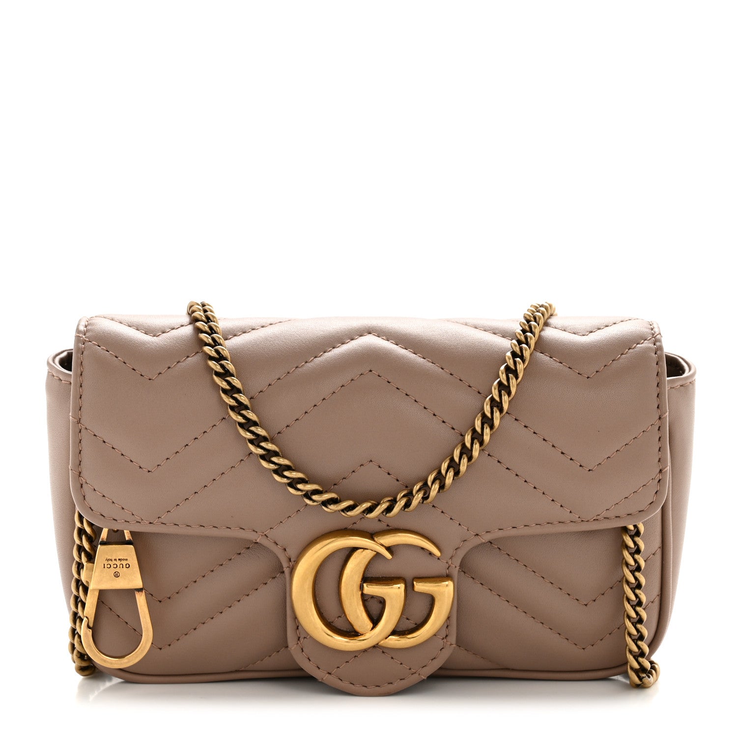 Gucci Calfskin Matelasse Super Mini GG Marmont Shoulder Bag Porcelain Rose 1 of 11