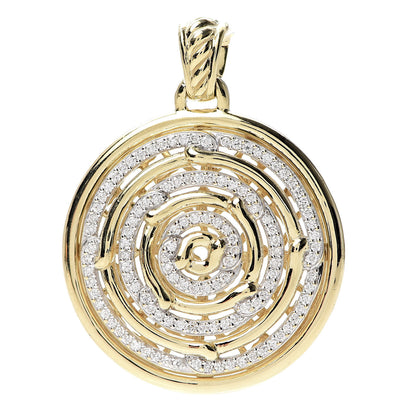 David Yurman 18K Yellow Gold Diamond Labyrinth Disc Enhancer Pendant 1 of 3