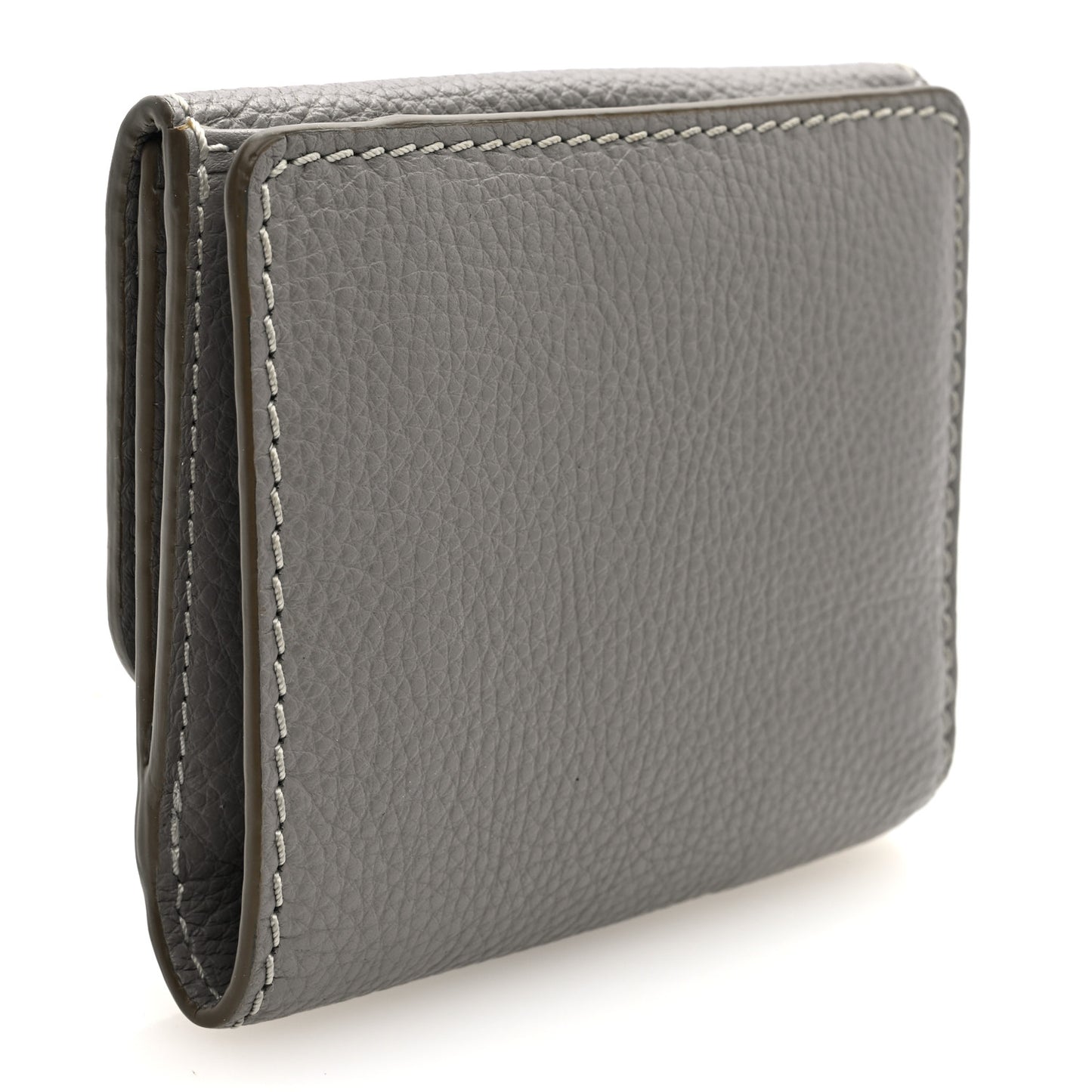 Grained Calfskin Marcie Square Wallet Cashmere Grey