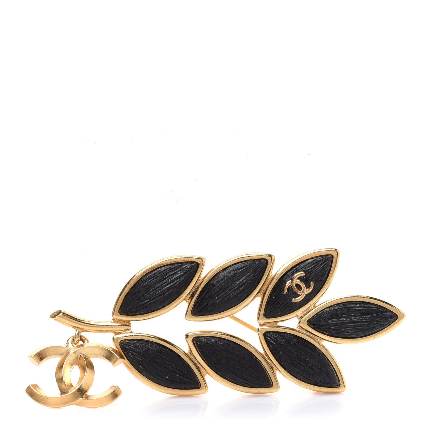 CC Leaf Brooch Gold Black