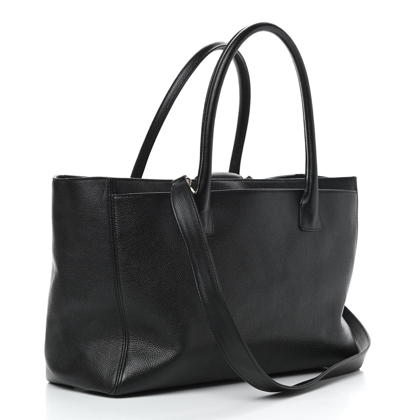 Calfskin Cerf Executive Shopper Tote Black