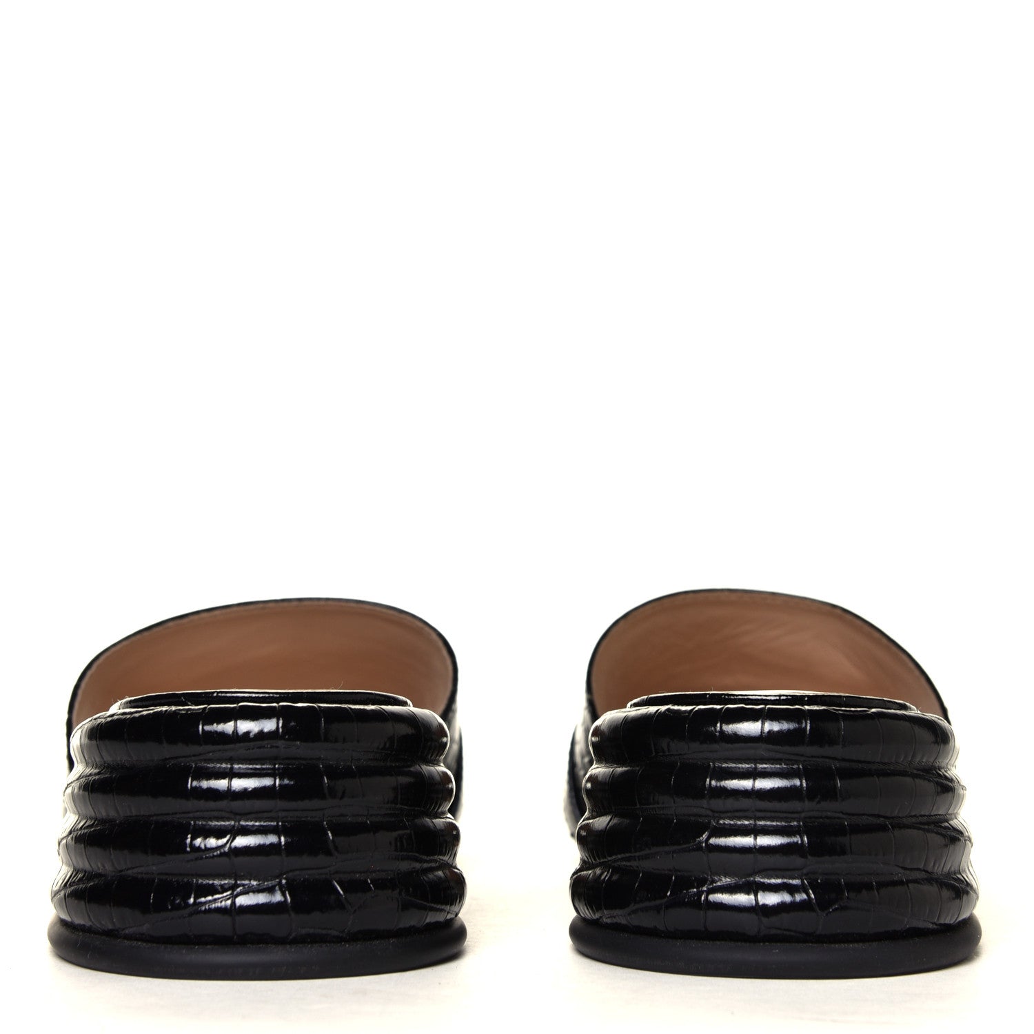 Fendi Calfskin Crocodile Embossed FF Promenade Slide Sandals 35 Black 5 of 6