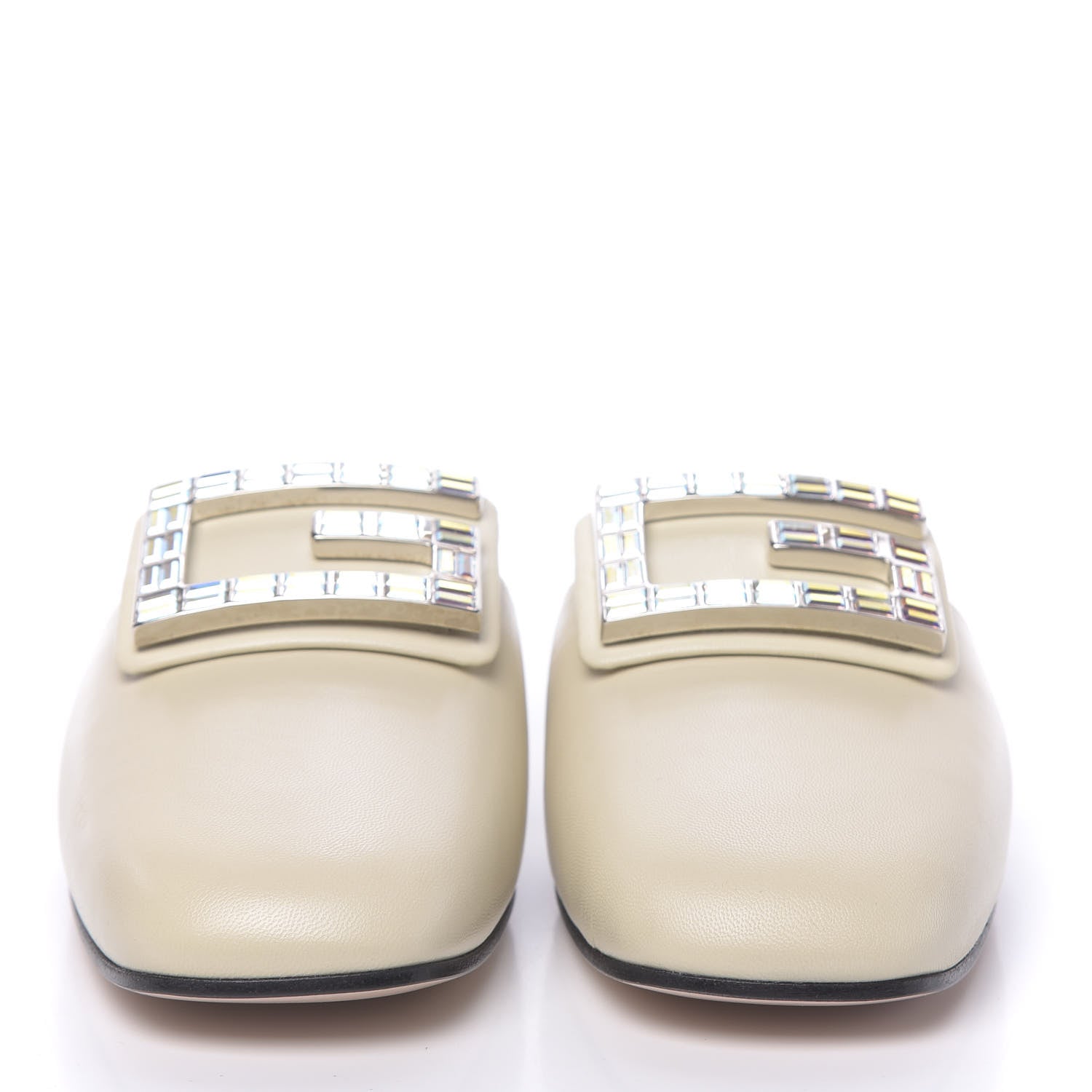 Gucci Malaga Kid Crystal Square G Madelyn Slippers 38.5 Vintage White 2 of 9