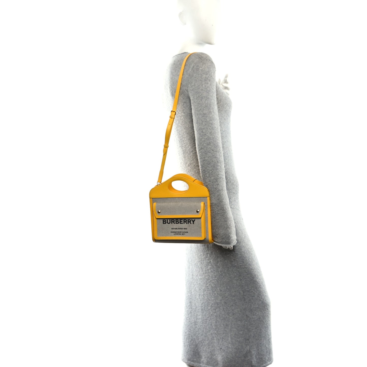 Canvas Smooth Calfskin Two Tone Mini Pocket Bag Deep Saffron