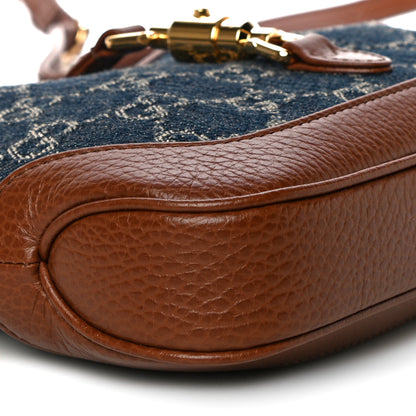 Gucci New Denim GG Monogram Calfskin Mini Jackie 1961 Hobo Blue Tea Cuir 9 of 11