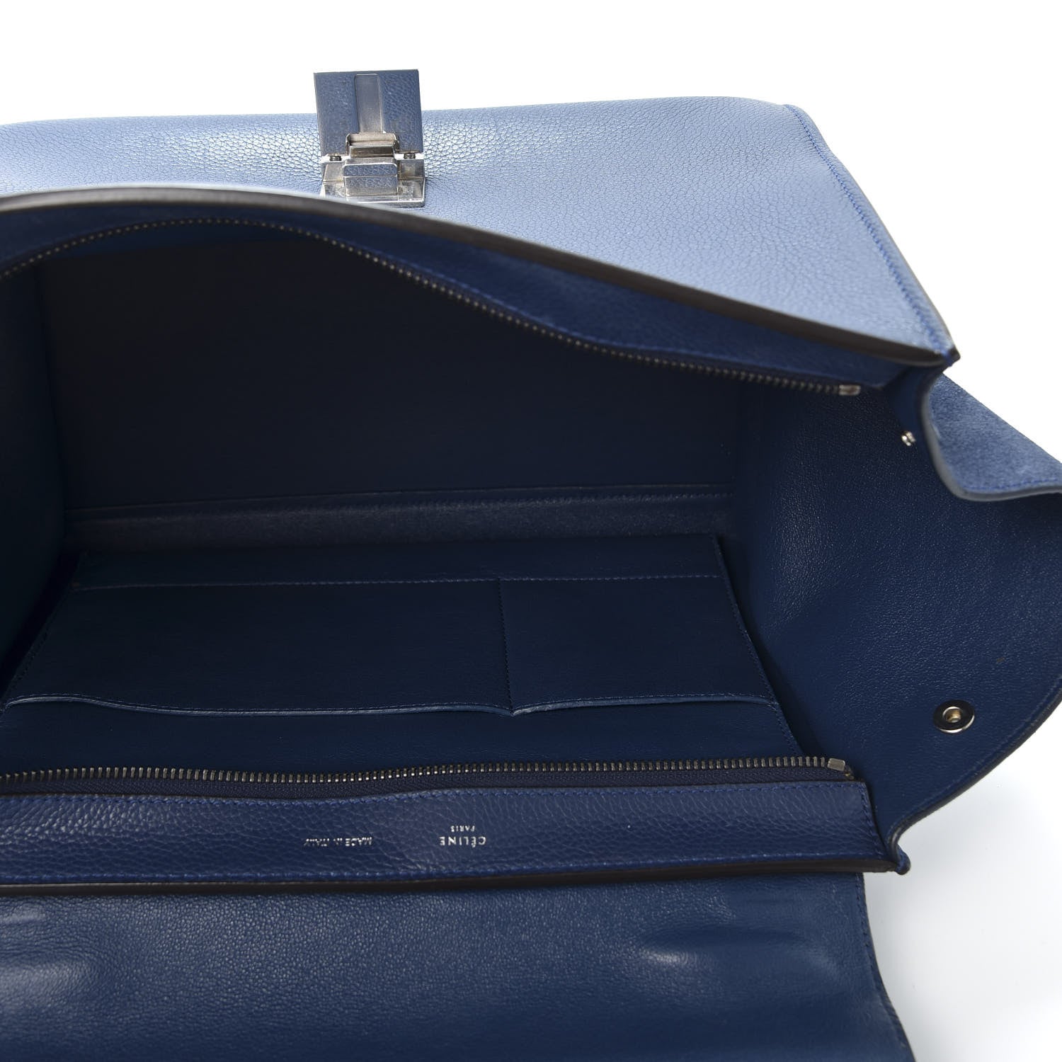Celine Drummed Calfskin Suede Medium Trapeze Navy 4 of 8