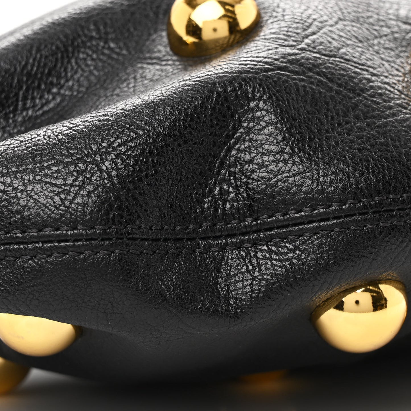 Calfskin Studded Small Bracelet Hobo Bag Black