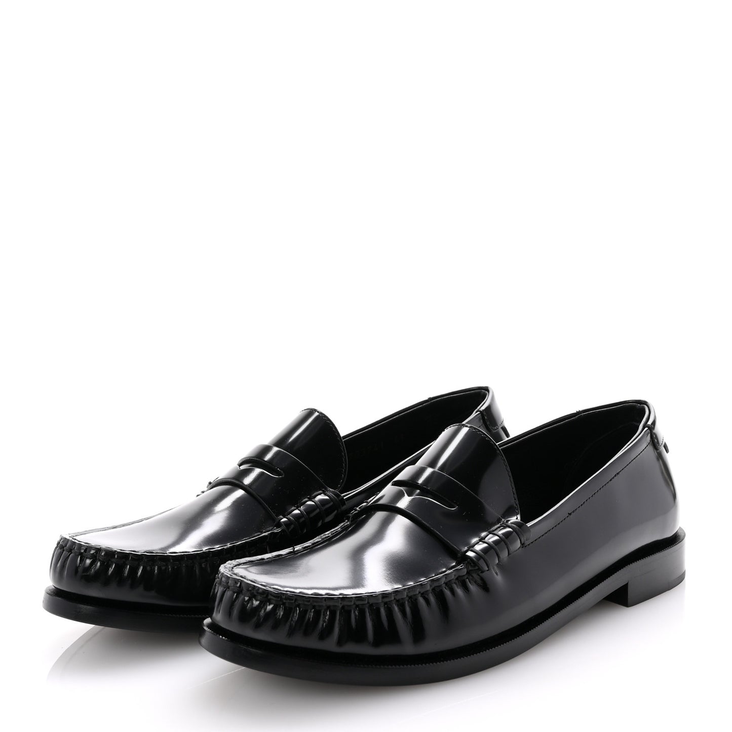 Glazed Calfskin Le Loafer Penny Slippers 41 Black