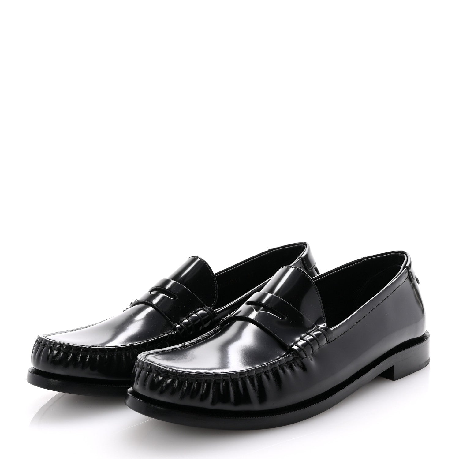 Saint Laurent Glazed Calfskin Le Loafer Penny Slippers 41 Black 4 of 9
