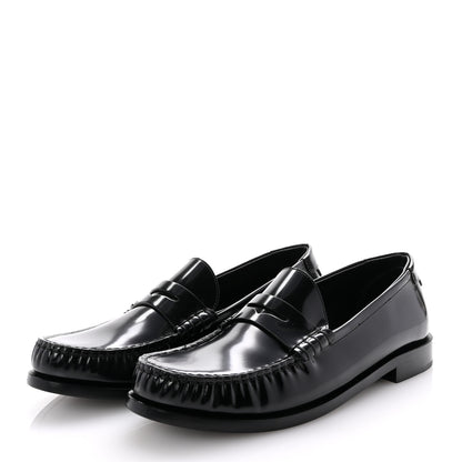 Saint Laurent Glazed Calfskin Le Loafer Penny Slippers 41 Black 4 of 9
