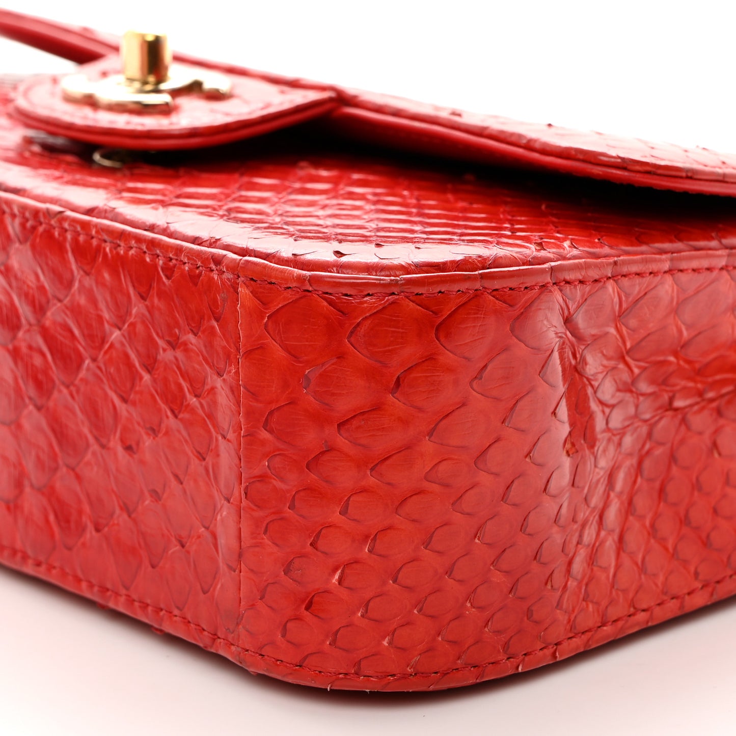 Snakeskin Mini Rectangular Flap Red