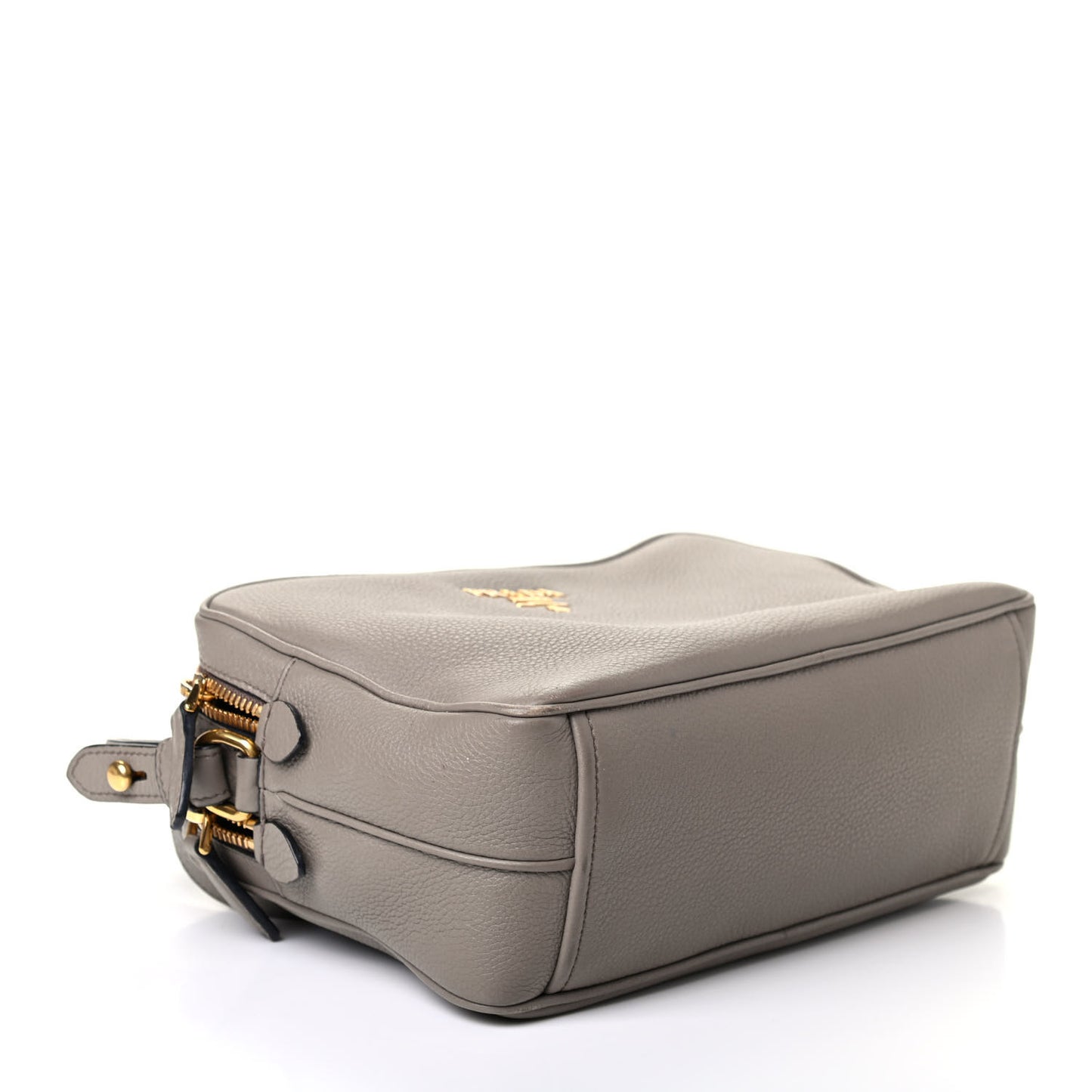 Vitello Daino Medium Double Zip Shoulder Bag Argilla