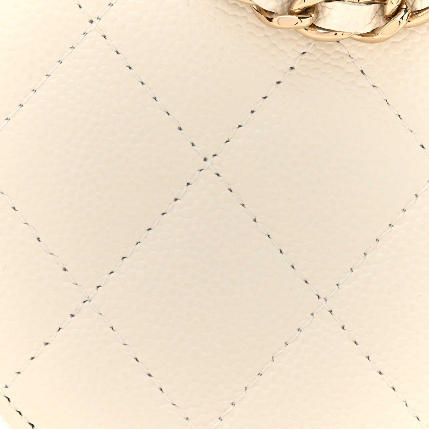 Chanel Caviar Quilted Round Handle With Care Vanity With Chain White 9 of 12