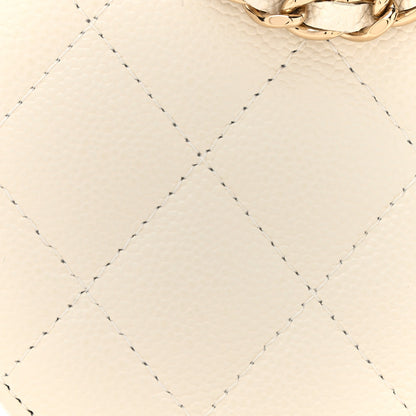 Chanel Caviar Quilted Round Handle With Care Vanity With Chain White 9 of 12