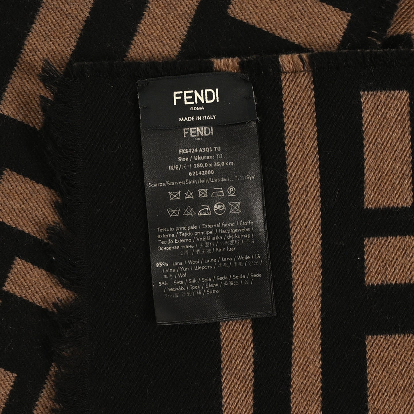 Wool FF Scarf Brown Black Brown Black