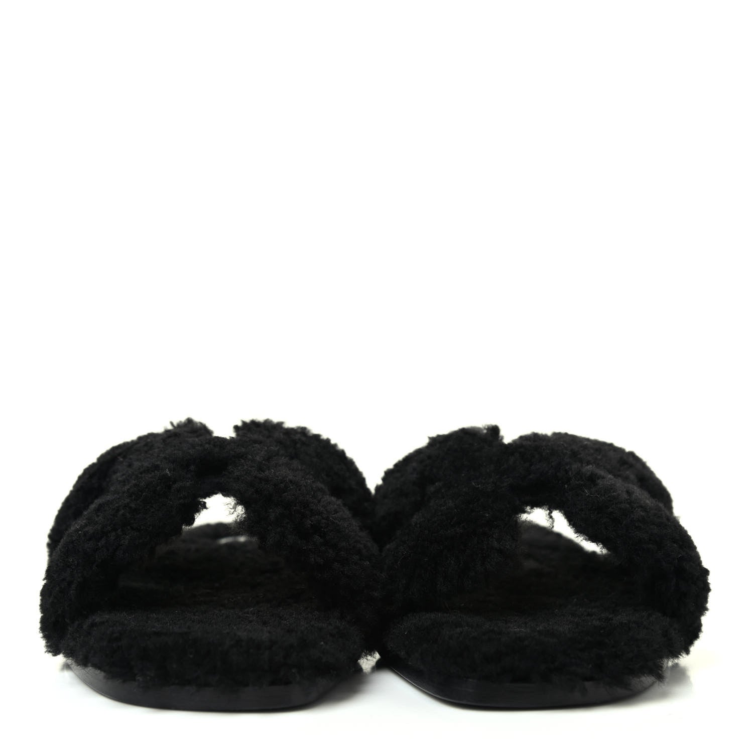 Hermes Woolskin Oran Sandals 37 Black 2 of 4