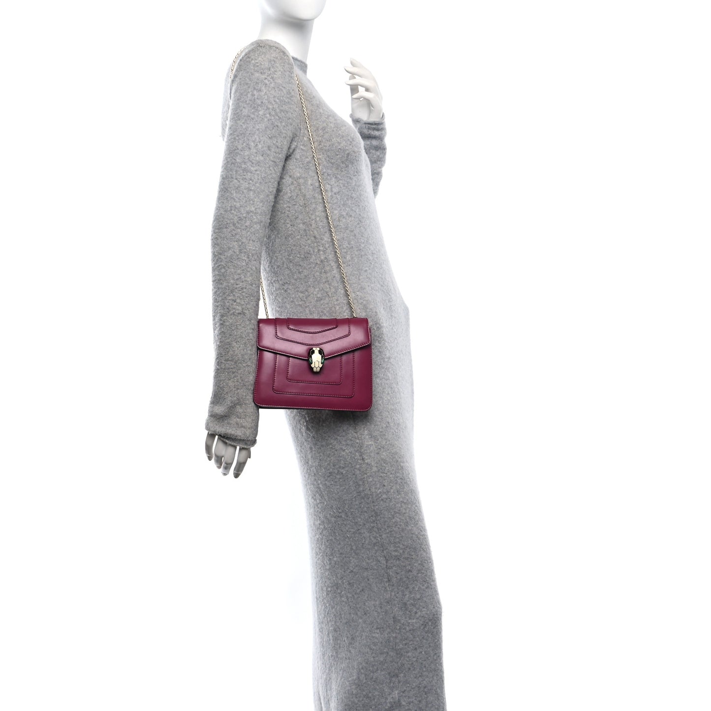 Calfskin Small Serpenti Forever Snake Strap Crossbody Bag Plum