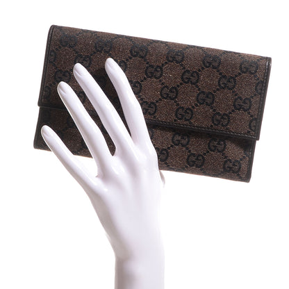 Gucci Monogram Denim Signature Continental Wallet Brown 2 of 8